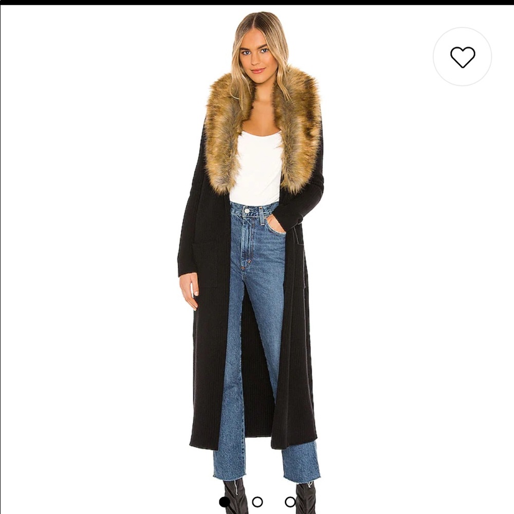 Show me your Mumu Long Cardigan with Faux Fur trim in black; size medium